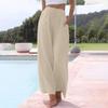 Women's Cotton Linen Summer Wide Leg Pants Flowy Wide Leg Color Beach Pants With Pockets