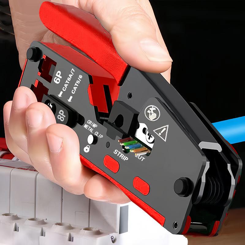 High Carbon Steel Crimp Tool Pass Through Ethernet Crimping Tool Cat6 Cat5 Cat5e Connectors with Ethernet All-in-one Wire Tool
