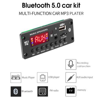 2*25W 7-15V 50W Amplifier Car MP3 Player Decoder Board Bluetooth 5.0 USB Recording Module Handsfree Support FM AUX Recorders