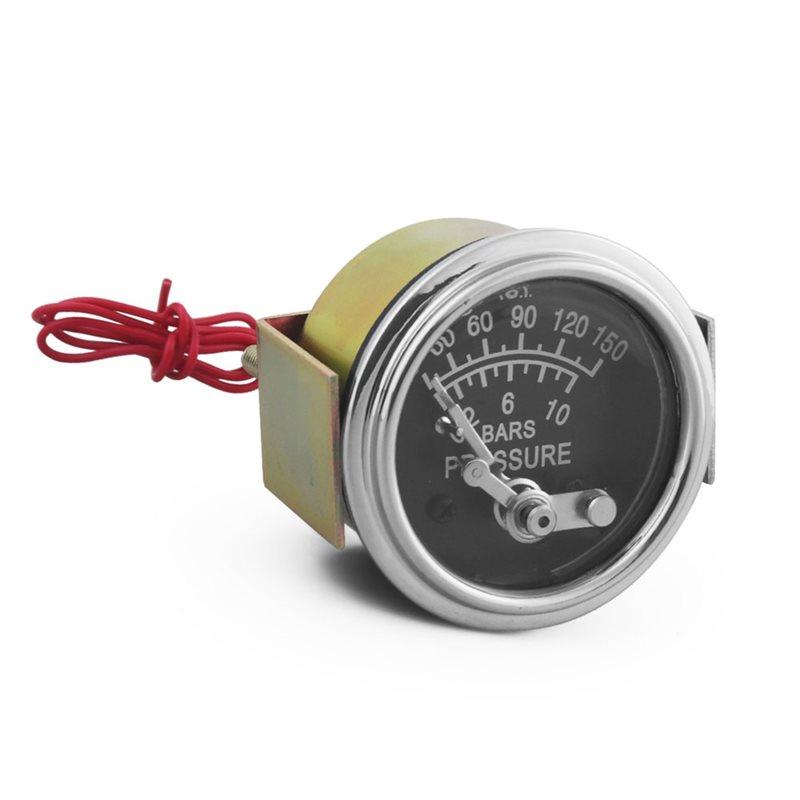 Car Meter 2" 52Mm Mechanical Oil Press Pressure Gauge 0-150PSI/0-10Bar Manual Alarm Setting Yellow Light 1/8NPT Connection
