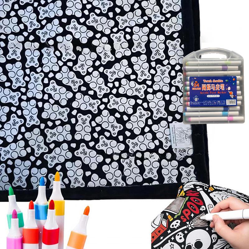 Diy Coloring Blanket With 24 Markers Color Your Own Cozy Velvet Throw Blanket For Kids Adults Creative Gift For Home Decor