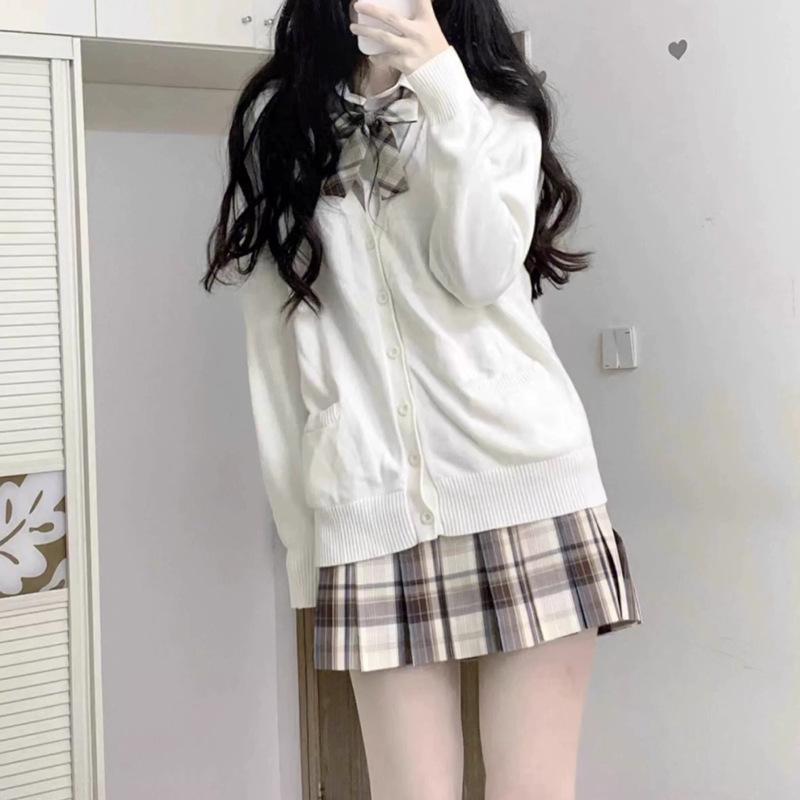 Women's Autumn Winter Slim Fit Japanese School Style Cardigan Sweater with Long Sleeves, Multi-color