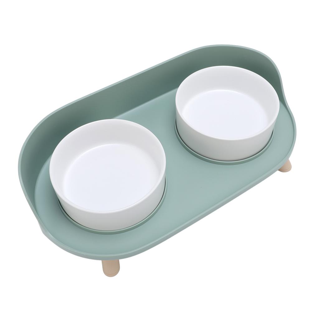Raised Ceramic Cat Bowls with Stand Cervical Spine Protection Splash Proof Pet Food Water Bowl Set Elevated Cat Bowl Set