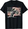Dirt Bike American Flag Motocross Biker Vintage USA T-Shirt, Small, Black T Shir
