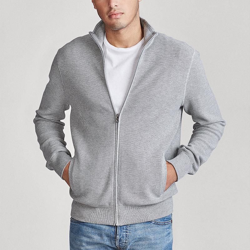 Men's 8503 High Neck Zipper Cotton Sweater - Slim Fit Winter Cardigan