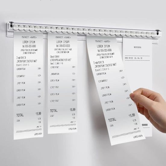 Aluminum Slide Check Rack with Pen Slot And Receipt Holder Spikes Sliding Inspection Rack Bills Ticket Orders Organizer for Restaurants Offices Cafes