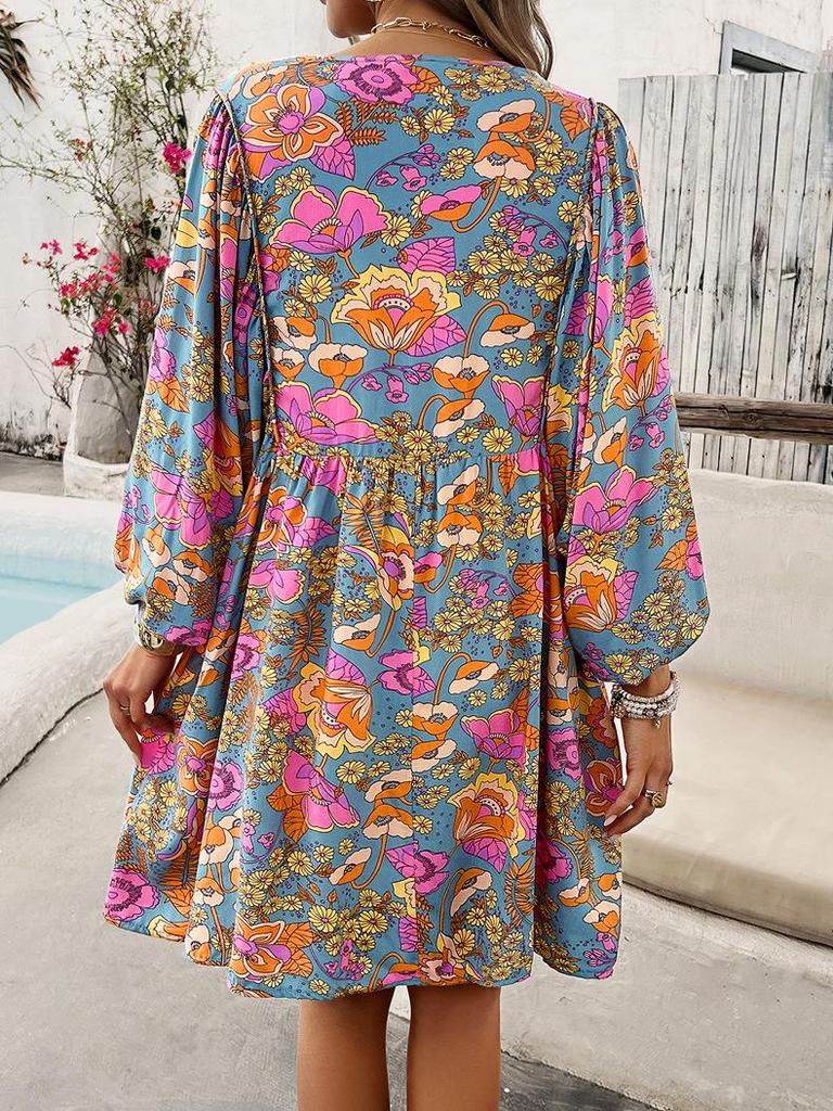 Di Yun Women's Casual Vacation Rayon Print Long Sleeve Dress - 2024 Spring/Summer Collection