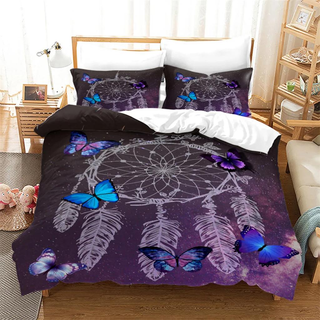 Microfiber Exotic Animals Duvet Cover Bohemia Mandala for Women Men Kids for Bedroom Decorations Wolf Dreamcatcher Queen King
