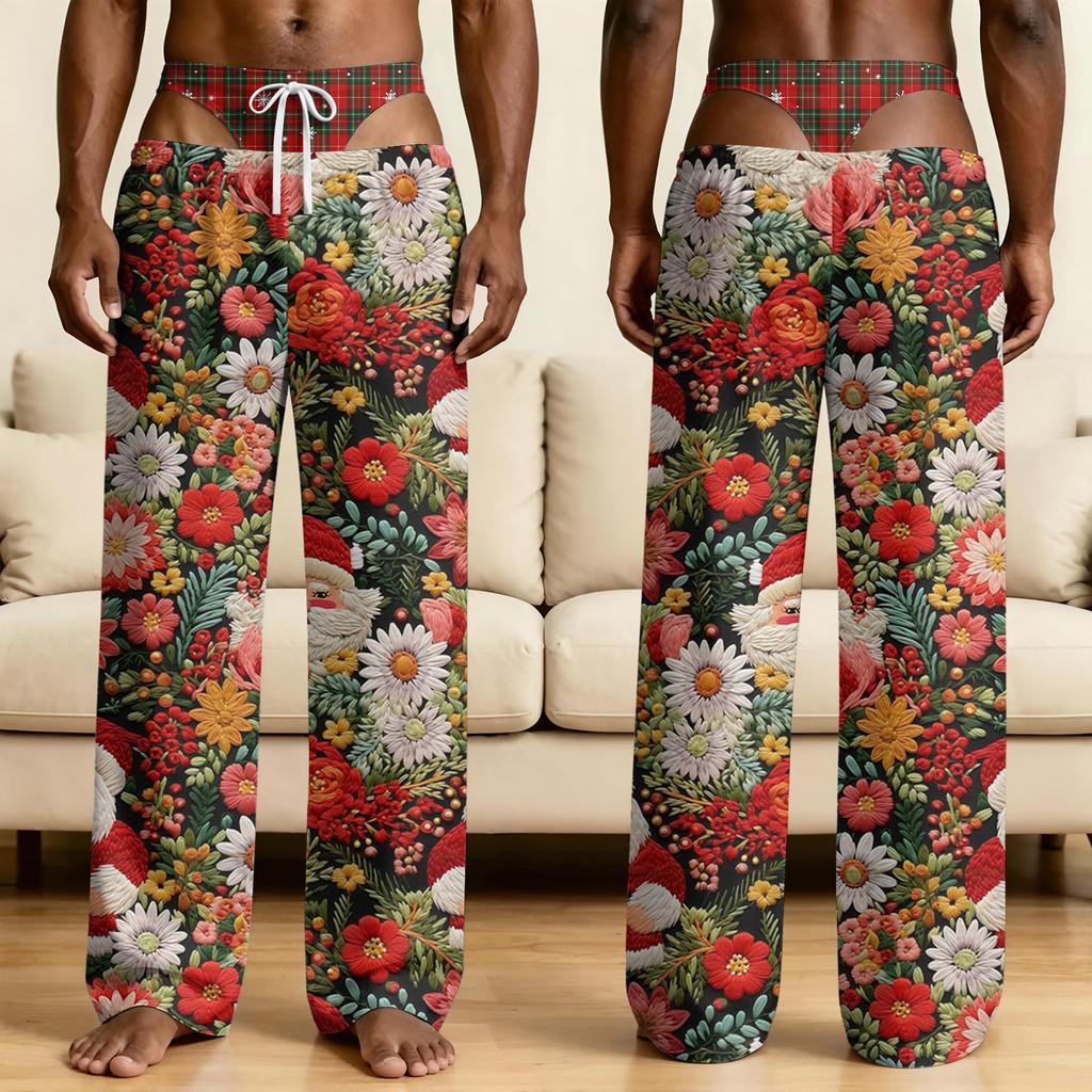 Men's Funny Sleep Pants with Brief Print for Halloween Novelty Pants