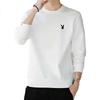 PLAYBOY Men's Long Sleeve T-Shirt Autumn Winter Fleece Lined Warm Crew Neck Casual Base Layer Black Fleece 5XL