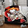 1pc It "Clown" Flannel Throw Blanket - HD Printed Lightweight Soft Warm All-Season Blanket for Sofa, Bed, Travel, Camping 020