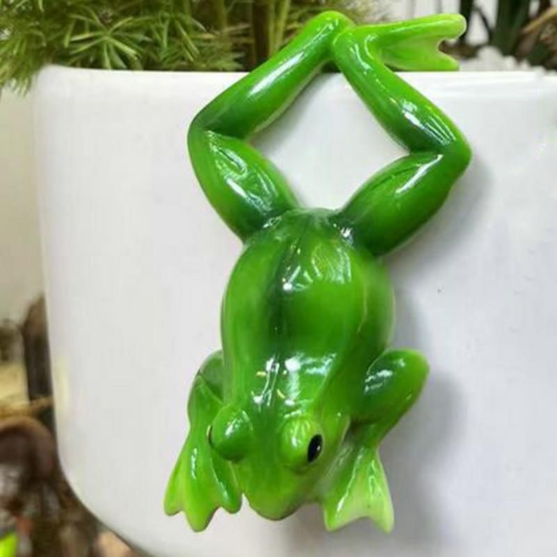 Frosch Gartendekoration Niedlicher Tier-Pflanzenhänger Lustige Froschstatue Set mit 2 Stück Pflanzgefäß Terrarium Dekoration für Balkon Rasen Regal Schreibtisch
