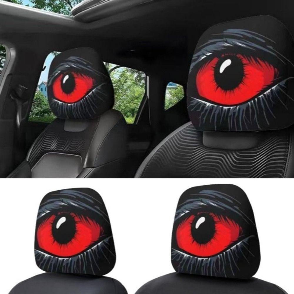 2pcs Vivid Printed Patterns Seat Headrest Protectors Auto Interior Decoration Cover Year Round Use