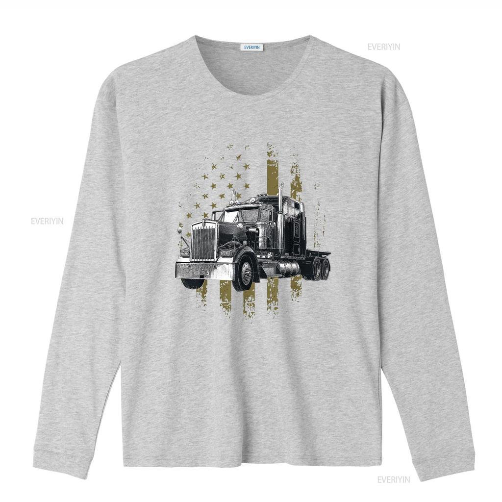 Kierowca Ciężarówki Amerykańska Flaga Duża Ciężarówka Ciągnik Siodłowy Kierowca Ciężarówki Koszulka Czarna 4X Duży vintage Wypłukana Wszechstronna moda graficzna