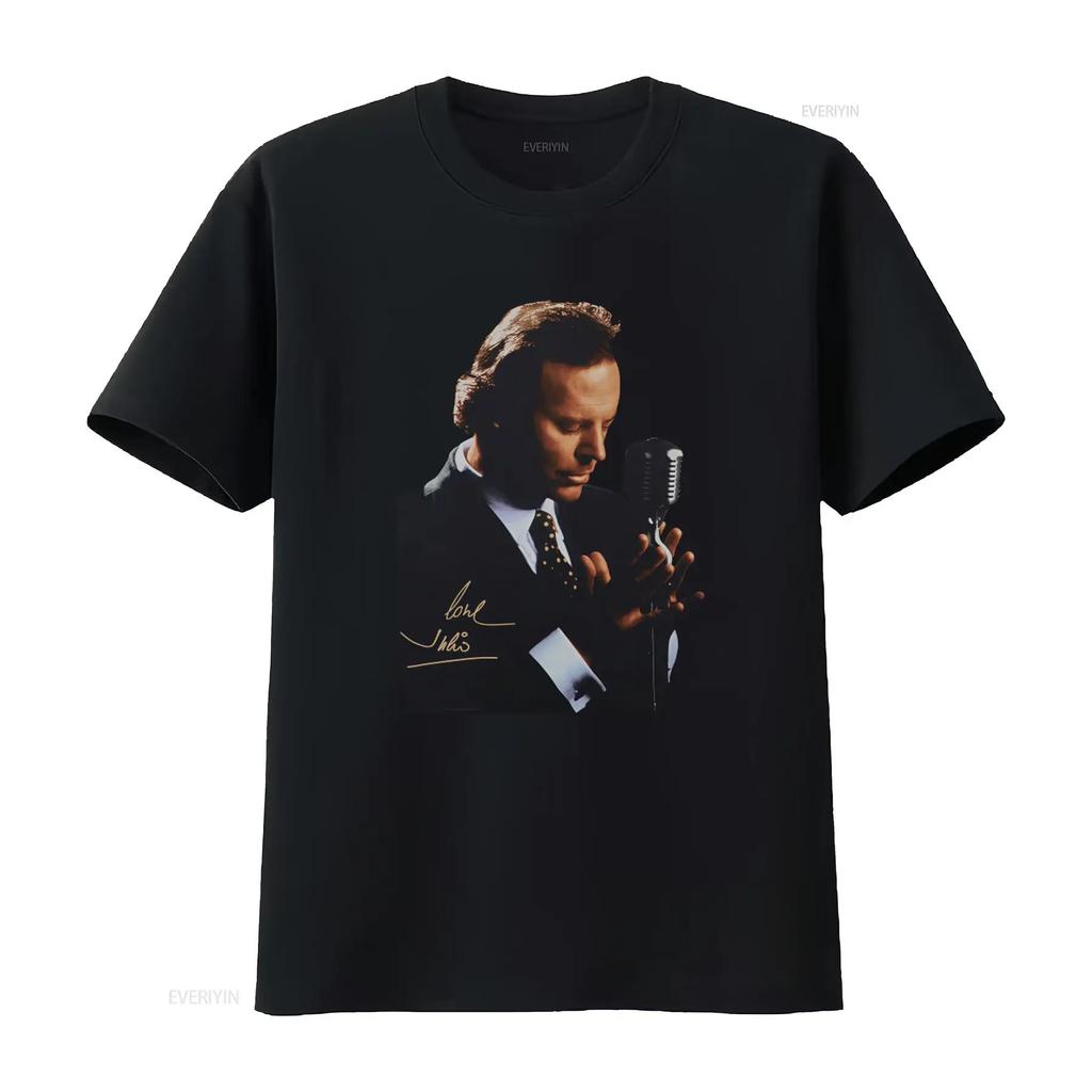 Maglietta Nera in Cotone Vintage Julio Iglesias Live Tour Taglia Completa Design Classico Perfetta per Musi