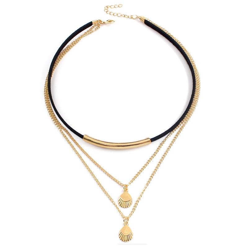 European & American Multi-layer Shell Pendant Clavicle Necklace