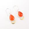 Carnelian Gemstone 925 Sterling Silver Jewelry Handmade Tear Drop Earrings 1.5" EE-162-20