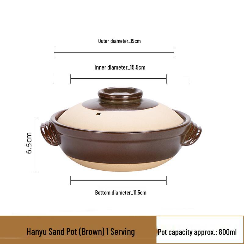 High-Temperature Resistant Ceramic Clay Pot for Gas Stoves - Old-Fashioned Earth Sand Pot for Stews and Rice