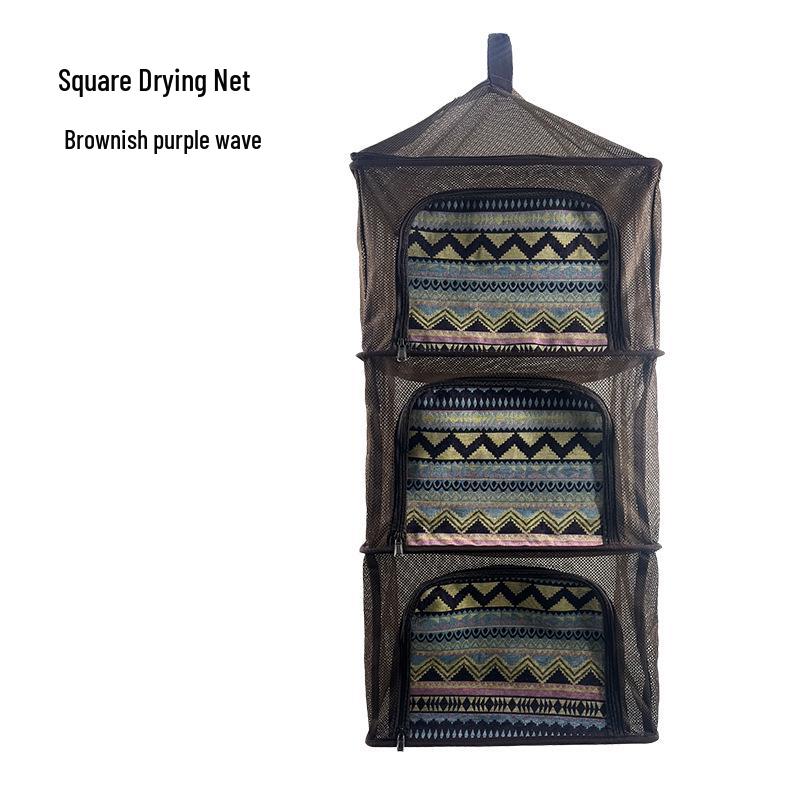 Four-Layer Outdoor Folding Drying Rack for Cutlery, Fruits, and Vegetables with Mosquito-Proof Netting