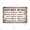Retro Tin Sign Kitchen Rules  Food Iron Painting Wall Art Metal Vintage Plaque Metal Posters for House Home Dinning Room Decor