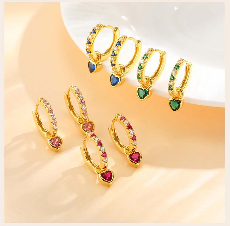 Petites Boucles d'Oreilles Créoles Huggie pour Femmes, Boucle d'Oreille Pendante Cœur Zirconium Cubique, Boucles d'Oreilles Accessoires de Mode Piercing