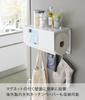 Yamazaki Magnetic Kitchen Paper Holder with X D17 X Large Hook Kitchen 4098 Tray, White, Approx. W30.2 H17.5cm, Tower, Size, Included, Accessories,