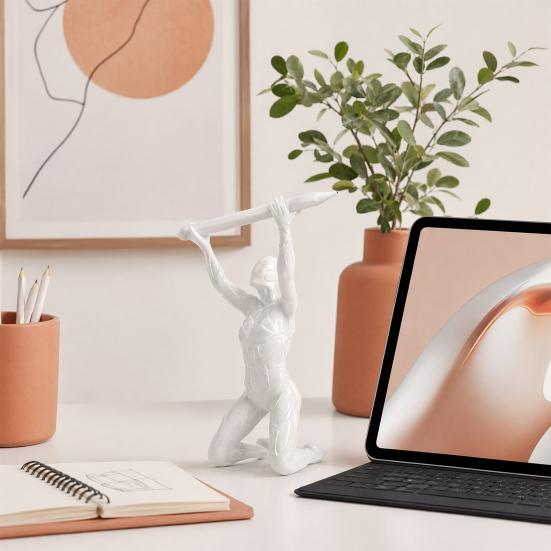 3D Printed Kneeling Pen Holder, Weightlifting Design Pen Organizer, Creative Pencil Holder for Desktop Decoration Office Home Accessories