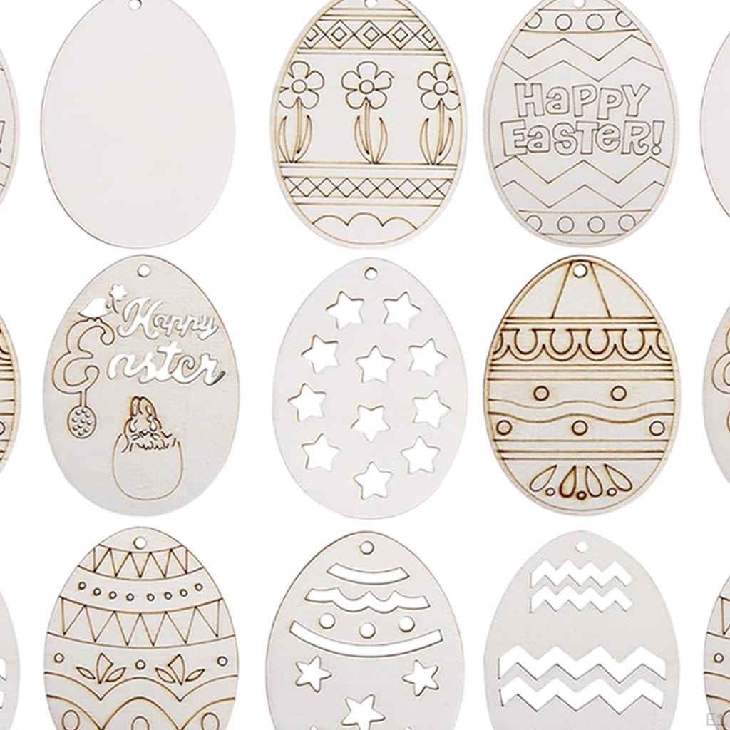 Påskägg Träskivor Hängande Ornament Kreativt DIY Hantverk för Barn Vuxna Dekorationer