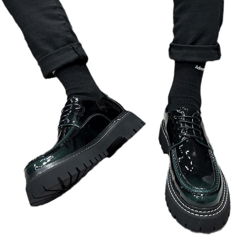 Pantofi de piele casual pentru bărbați Cap rotund pentru bărbați din piele lacuată britanică pantofi de bărbați respirabili rochie de afaceri pantofi de mire de nuntă 3368-T