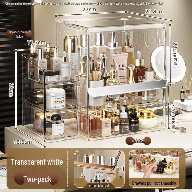 Transparent PET Skincare Storage Organizer - Dustproof, Thickened Shelf for Large Dressing Tables