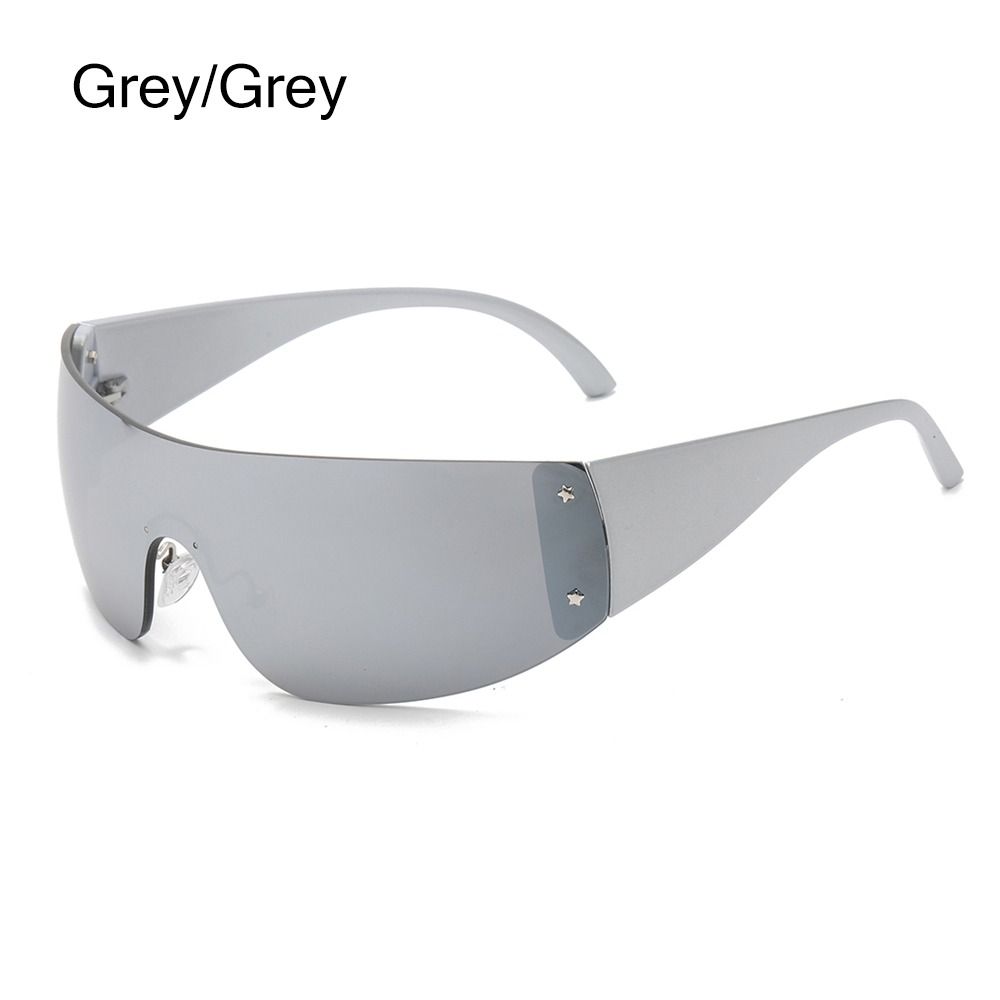 1pc Women Men Punk Y2K Sunglasses Trendy Rimless Star One Piece Goggles Oversized Wrap Around Shades 2000's Eyewear UV400