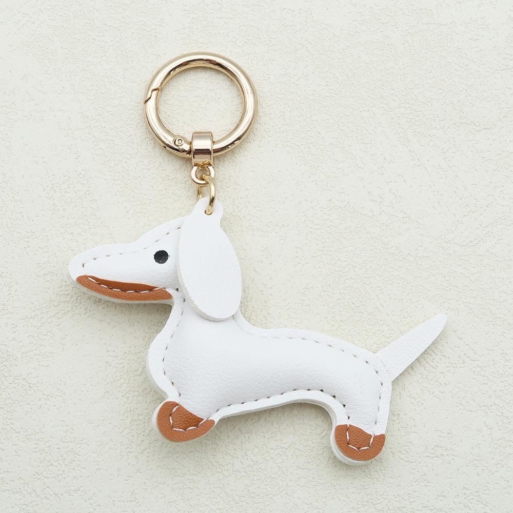 In-Stock Dachshund Cartoon Pendant Leather Dog Bag Charm Phone Case Accessory Creative Car Charm