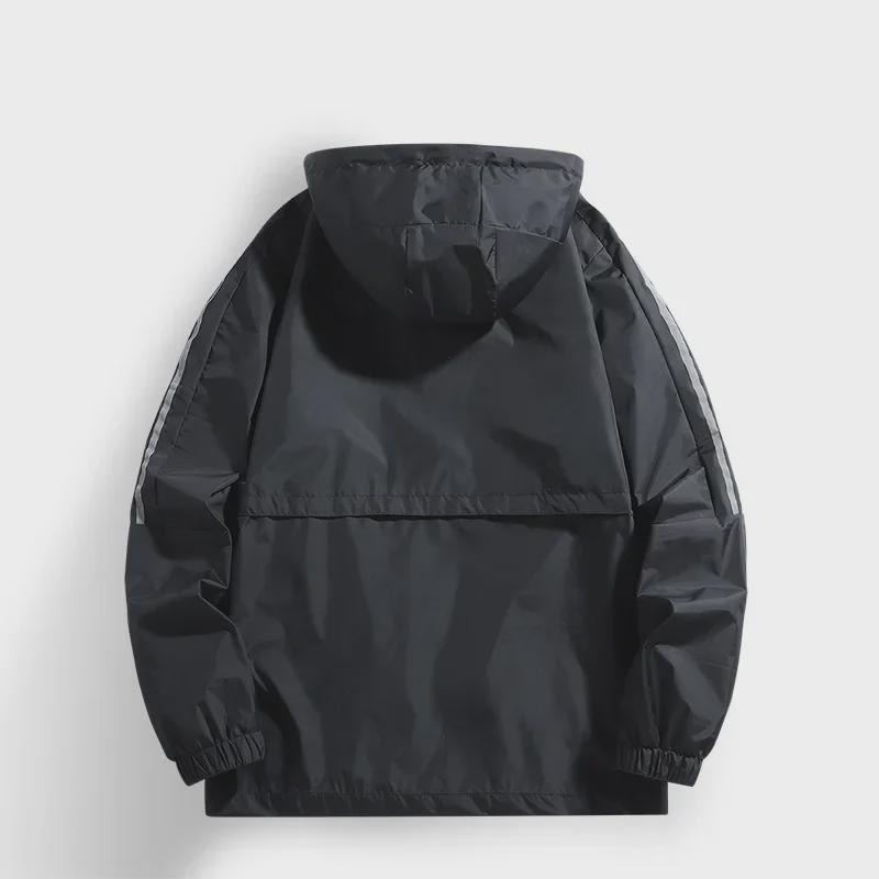 Men's Versatile Hooded Nylon Windbreaker: Lightweight Outdoor Casual Jacket