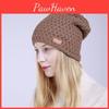 Womens Mesh Small Plush Diamond Knitted Pullover Winter Moon Wind Proof Ear Protection Hat