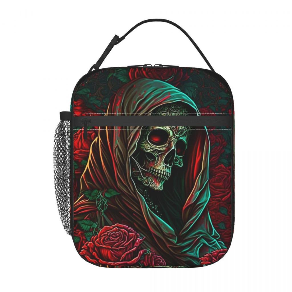 Forest Roses Santa Muerte Insulated Lunch Bag for Women Office Cooler Thermal Food Box Tote Leakproof Lunch Boxes Container
