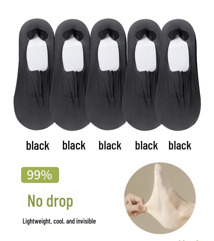 Women's Ultra-Thin Low-Cut No-Show Boat Socks - Pure Cotton Bottom, Silicone Non-Slip, Breathable Mesh, Invisible Ice Silk.