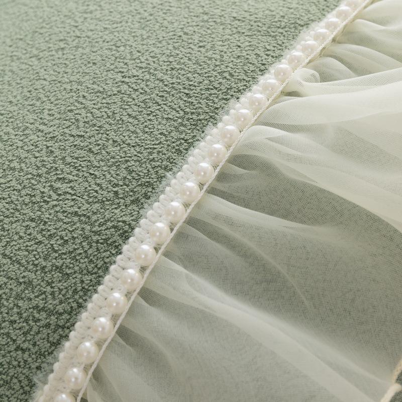 Pearl Lace Girly Style Four Seasons Chenille Sofa Cushion Anti-Cat Scratch Solid Color Anti-Slip Sofa Cushion Cover