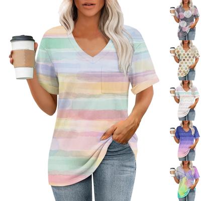 Женские футболки с V-образным вырезом и коротким рукавом, летние топы, повседневные базовые футболки, модные