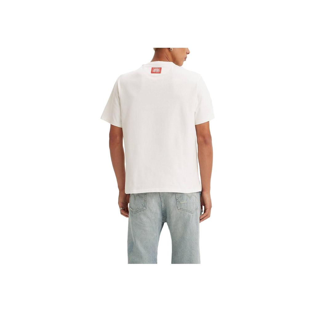 Levis X Kenzo FW23 Co-Branded Logo Patch Pocket Crew Neck Short Sleeve T-Shirt Unisex Tops White A6830-0000