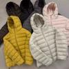 Womens Short Puffer Jacket With Hood Loose Fit Cotton-Padded Coat Winter Streetwear Casual Outfit