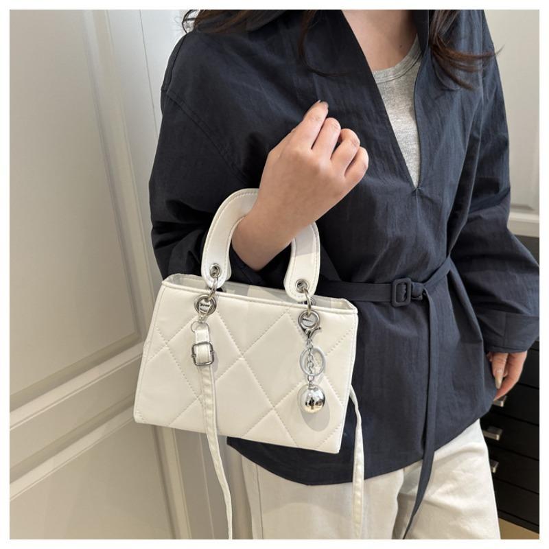 Rhombus Embroidery Thread New Trendy Fashion Large Capacity Shoulder Crossbody Hand Carry Small Square Bag