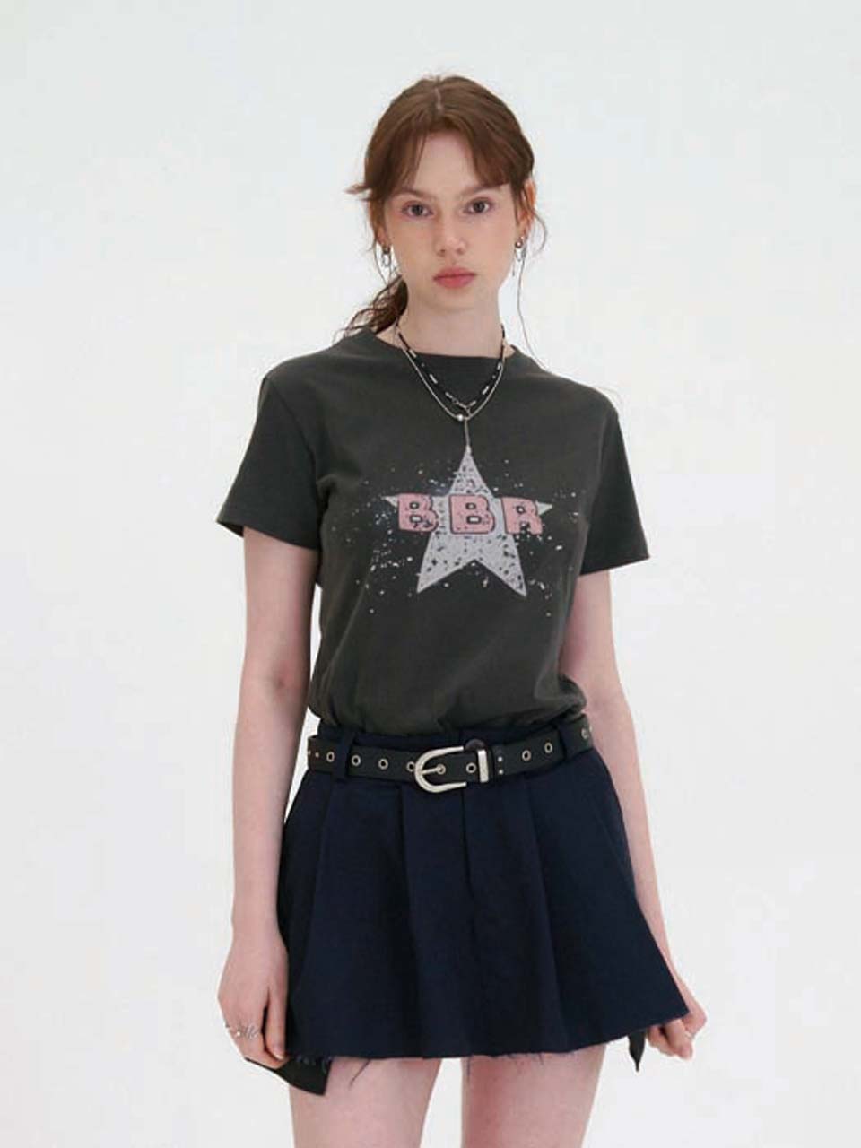 Vivora Pigment Crop T-Shirt (Charcoal) Charcoal