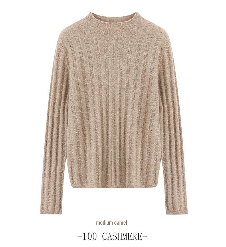 Lekasha Women's Cashmere Half-High Neck Slim-Fit Pullover Sweater for Fall/Winter