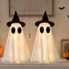Halloween-Dekoration, Set mit 2 Stoff-LED-Geistern – Leuchtendes Ornament für Zuhause und Partys