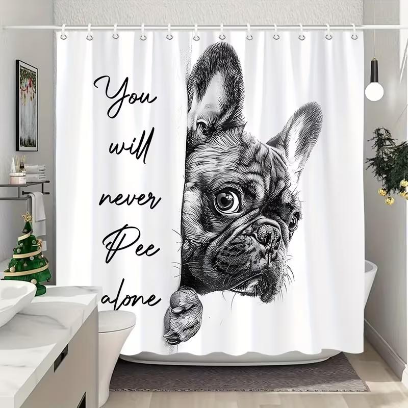 VIKAMA Fun Dog-Print Waterproof Shower Curtain Machine Washable Wet/Dry Separation Bathroom Divider Home Decor