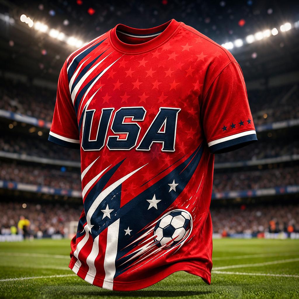 Boys and Girls Loose Fit Casual Soccer Print T-Shirt for Everyday Wear
