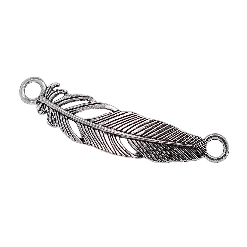 

Feather Charm Angle Connectors For Bohemian Style Jewelry Vintage Pendants A20-4pcs-10x46mm
