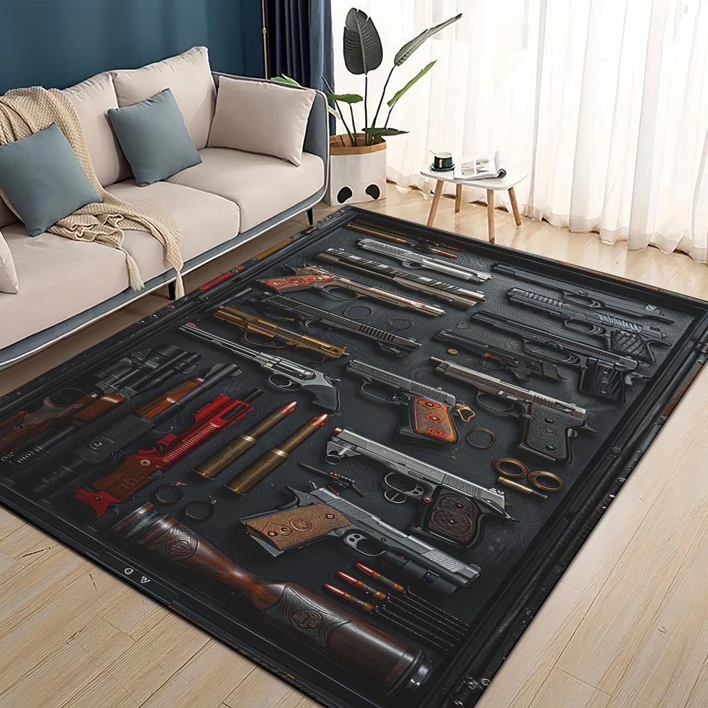 Style Military Shoot Gun Armoury Hot Weapons Rug for Living Room Bedroom Home Sofa Decoration,Kids Floor Mat