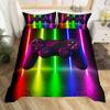 Gamepad Duvet Cover Set Queen Video Game Twin Bedding Set Microfiber Green Cartoon Gamer Pattern Electronic Theme Quilt Cover