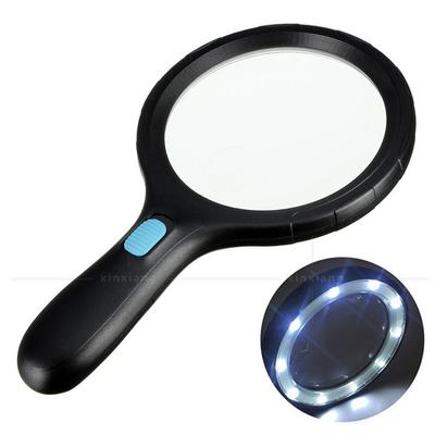 138Mm Large Handheld Magnifier 12 Led Lights Anti Slip Handle Double Magnification Magnifying Glass for Elderly Reading